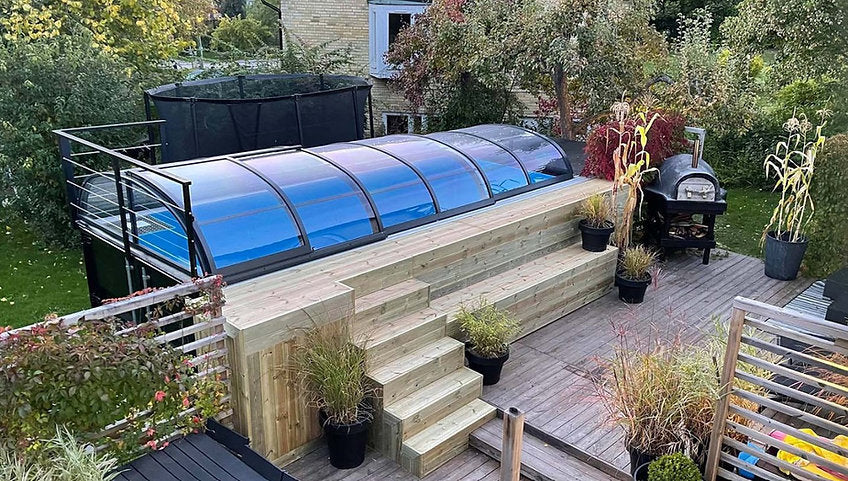 Piscine conteneur prête à l'emploi 6,11 x 2,5 m avec toit, Pack Premium